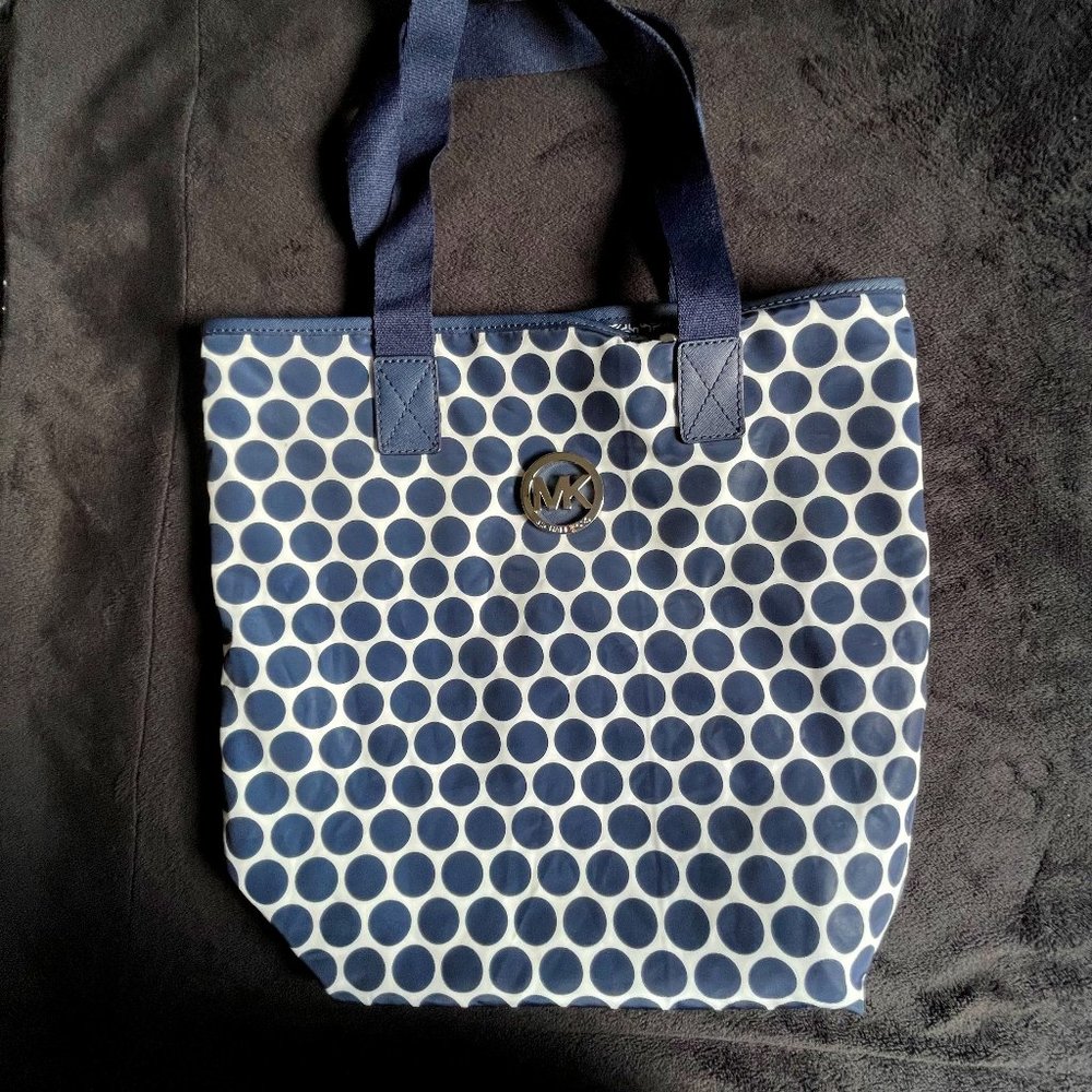 Michael Kors Kiki Canvas Tote - Navy Polka Dot